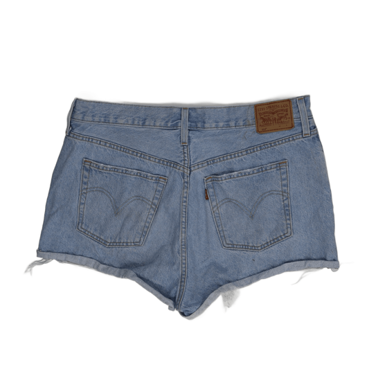 Levi's 501 Light Blue Distressed Denim High Waist Shorts Womens Size 27 Vintage Style