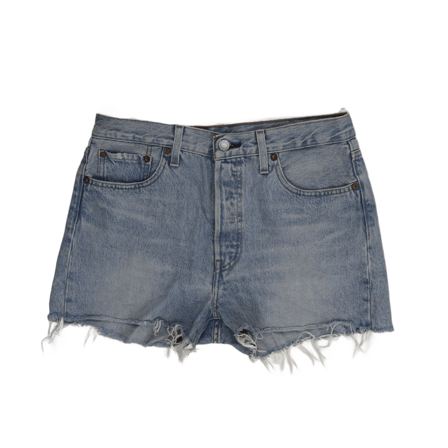 Levi's 501 Waterless Vintage Light Blue Denim Shorts, Distressed Hem Women’s