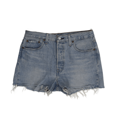 Levi's 501 Waterless Vintage Light Blue Denim Shorts, Distressed Hem Women’s