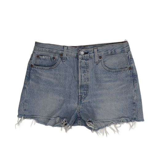 Levi's 501 Waterless Vintage Light Blue Denim Shorts, Distressed Hem Women’s