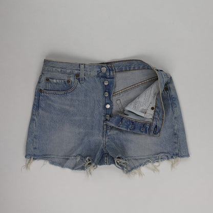 Levi's 501 Waterless Vintage Light Blue Denim Shorts, Distressed Hem Women’s