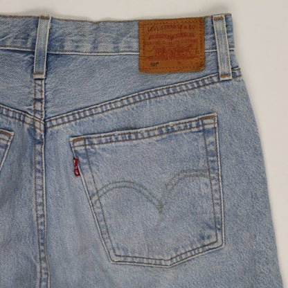 Levi's 501 Waterless Vintage Light Blue Denim Shorts, Distressed Hem Women’s