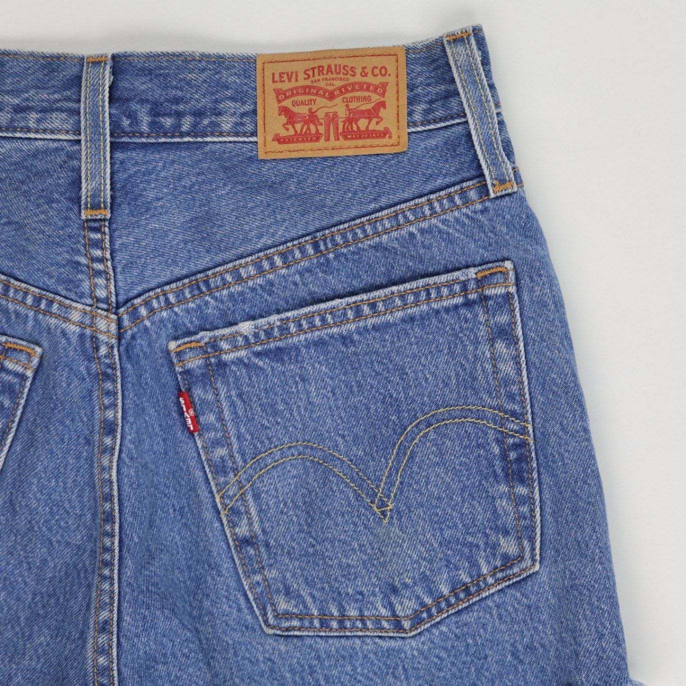 Levi's Blue High-Waisted Distressed Denim Cut Off Shorts, Size Small, Frayed Hem