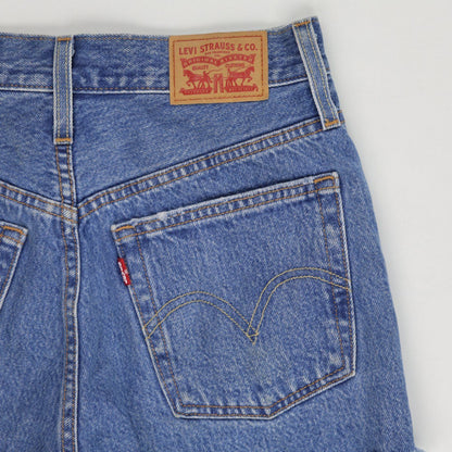 Levi's Blue High-Waisted Distressed Denim Cut Off Shorts, Size Small, Frayed Hem