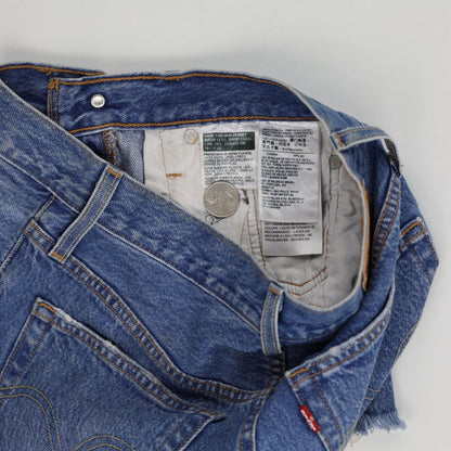 Levi's Blue High-Waisted Distressed Denim Cut Off Shorts, Size Small, Frayed Hem