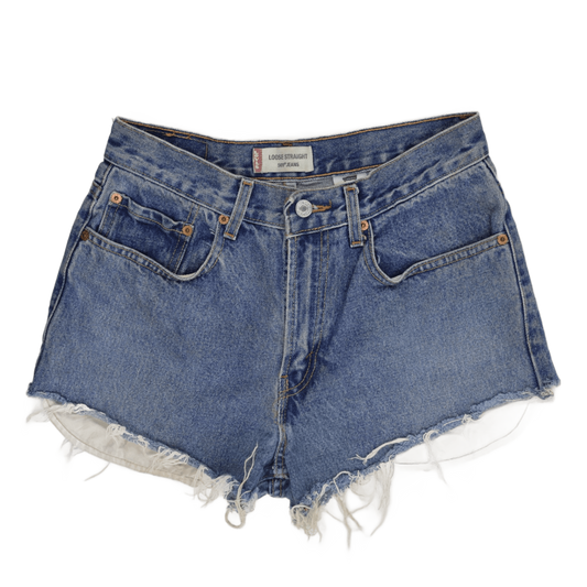 Levi's 569 Loose Straight Fit Denim Shorts, Blue, Size 16 Regular, Raw Hem, Vintage Style