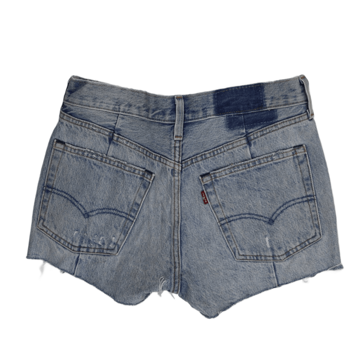 Levi's Mid Blue Denim Raw Hem Zip Detail Shorts - Women’s UK 10 Vintage Style