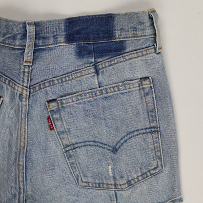 Levi's Mid Blue Denim Raw Hem Zip Detail Shorts - Women’s UK 10 Vintage Style