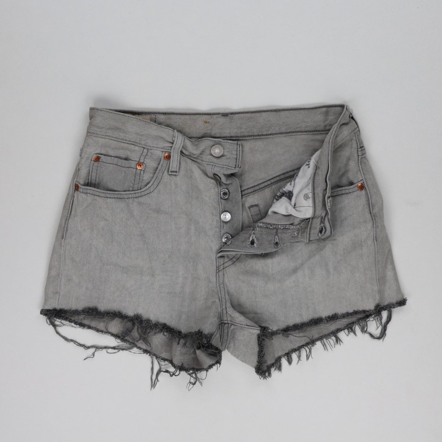 Levi's 501 Original Vintage Grey Denim Shorts W28 Cotton Women's