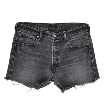 Levi's 501 Vintage Black Denim Cut Off Shorts W34 L36 100 Cotton