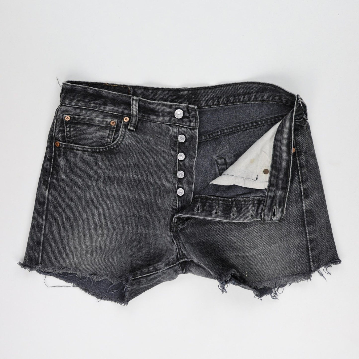 Levi's 501 Vintage Black Denim Cut Off Shorts W34 L36 100 Cotton