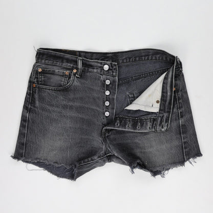 Levi's 501 Vintage Black Denim Cut Off Shorts W34 L36 100 Cotton