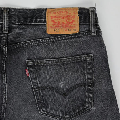 Levi's 501 Vintage Black Denim Cut Off Shorts W34 L36 100 Cotton