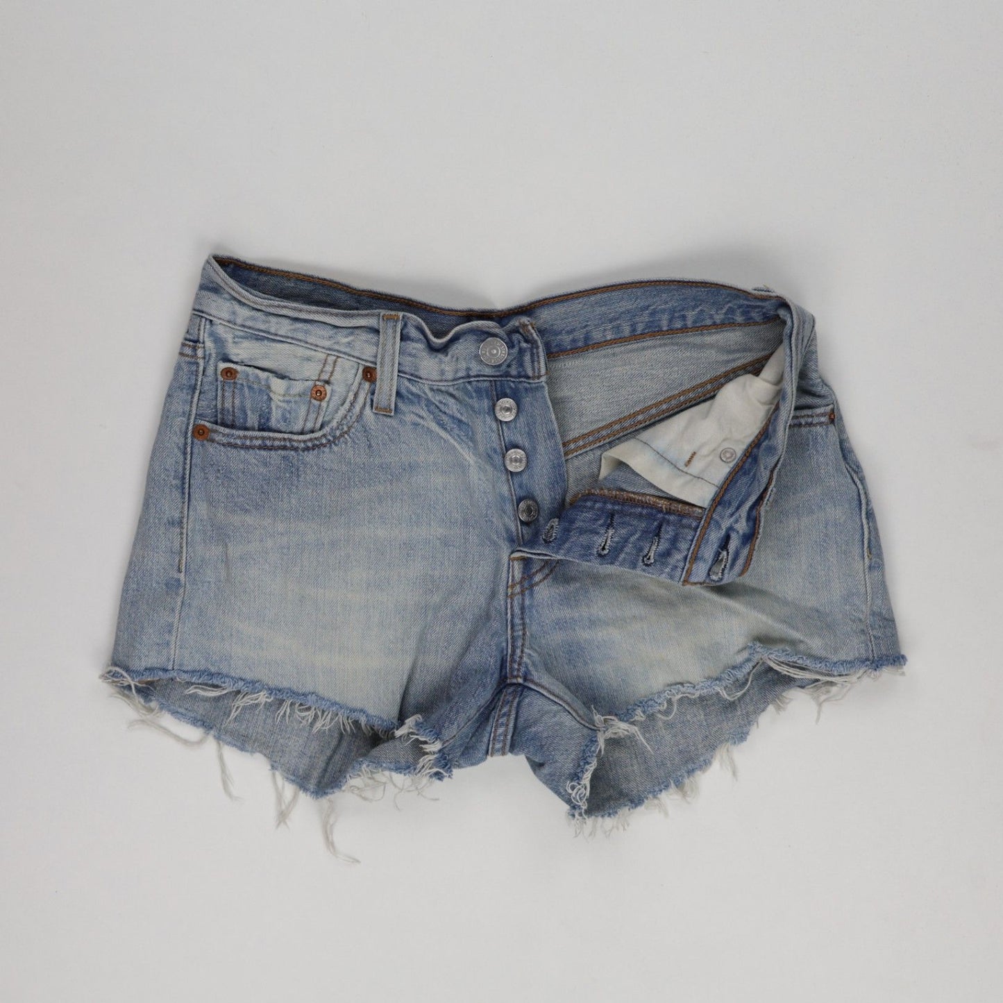 Levi's 501 High Rise Vintage Light Blue Denim Shorts W28 100 Cotton