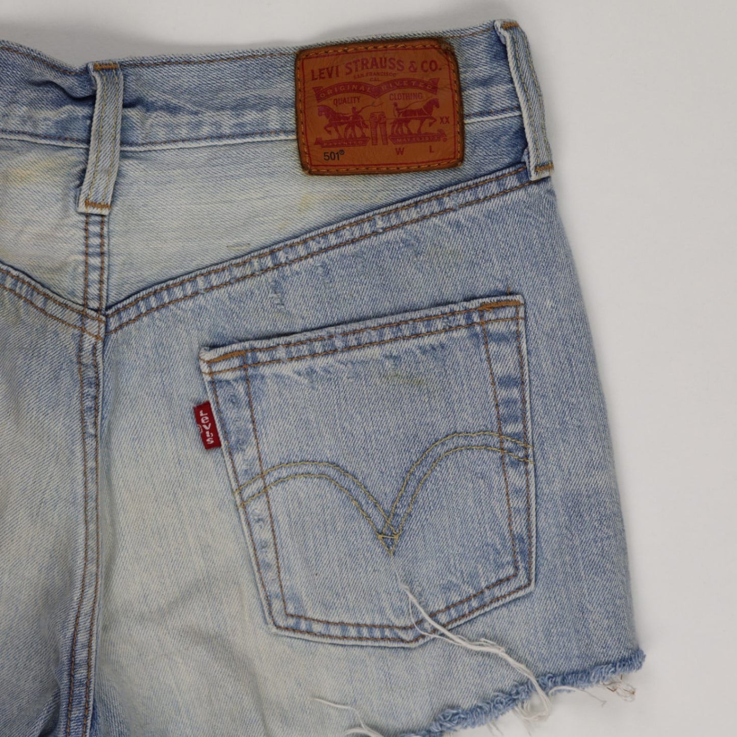Levi's 501 High Rise Vintage Light Blue Denim Shorts W28 100 Cotton