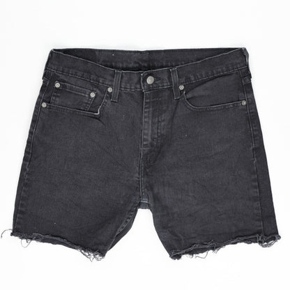 Levi's 502 Black Denim Cut-Off Shorts W32 Cotton Vintage