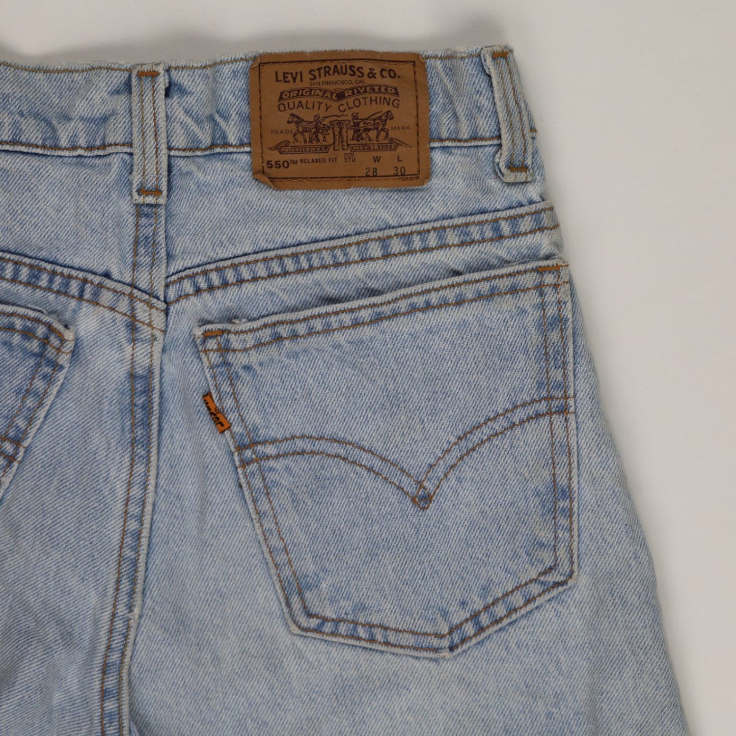 Levi's 550 High Waist Vintage Denim Shorts Light Blue W28 L30 100% Cotton