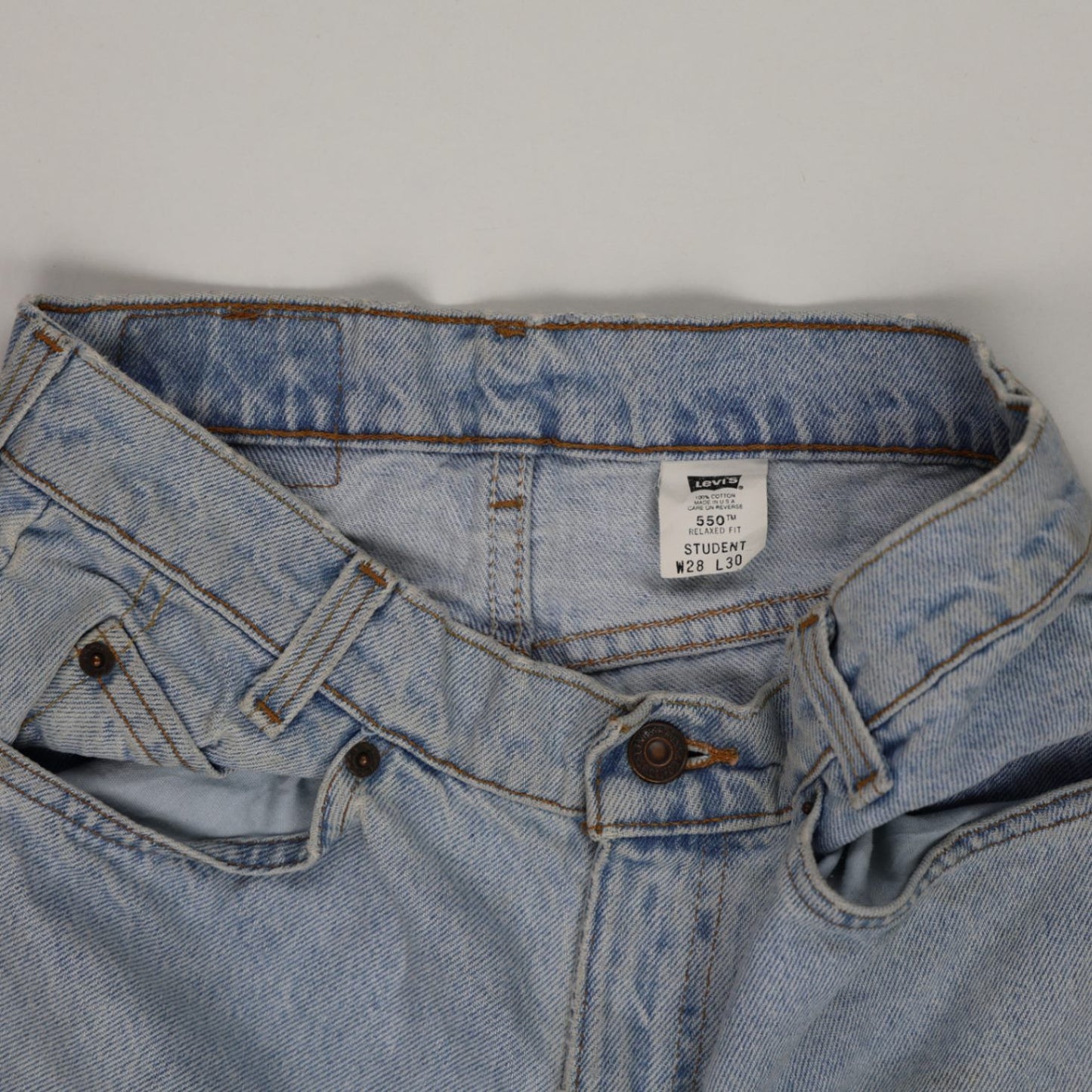 Levi's 550 High Waist Vintage Denim Shorts Light Blue W28 L30 100% Cotton