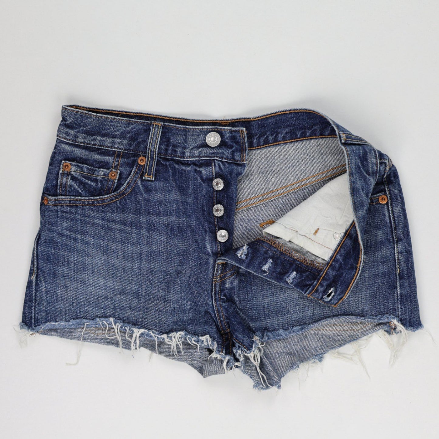 Levi's 501 High Waisted Blue Denim Shorts W28 Vintage 100 Cotton