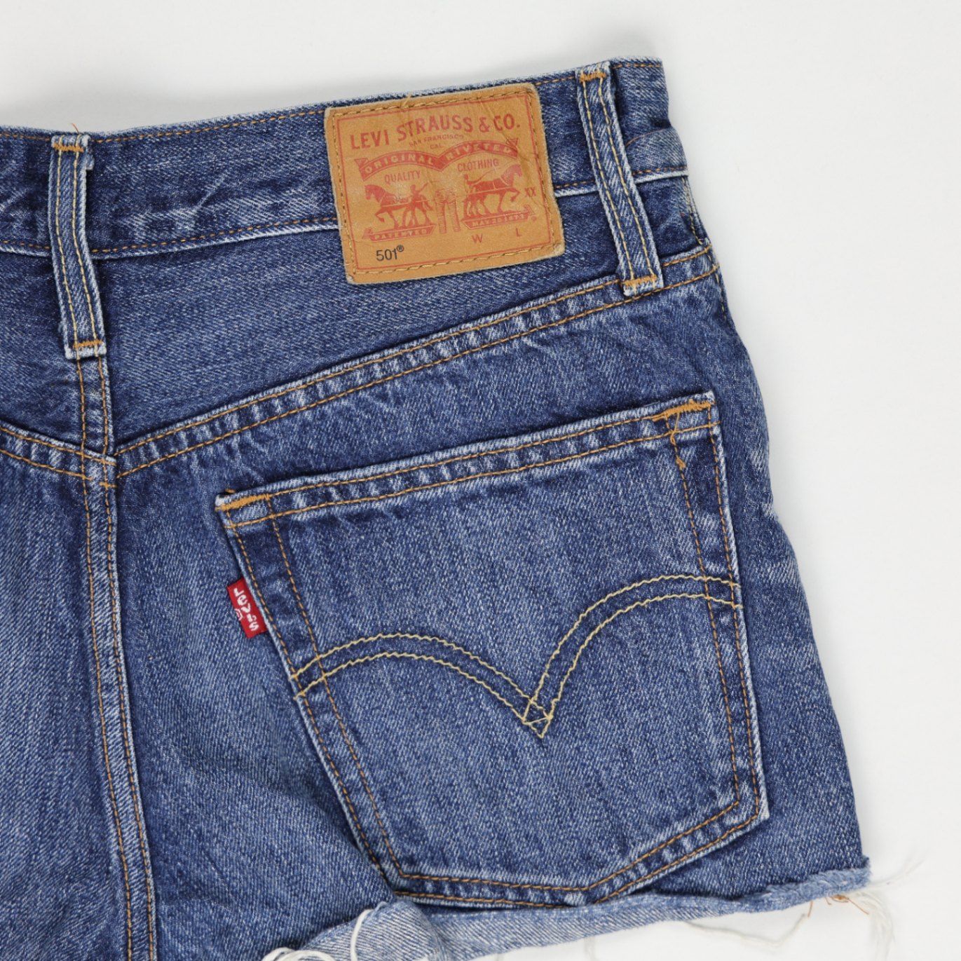 Levi's 501 High Waisted Blue Denim Shorts W28 Vintage 100 Cotton