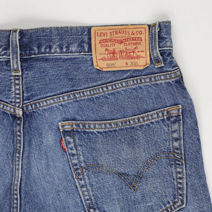 Levi's 505 Vintage Cut-Off Denim Shorts Blue W33 100% Cotton