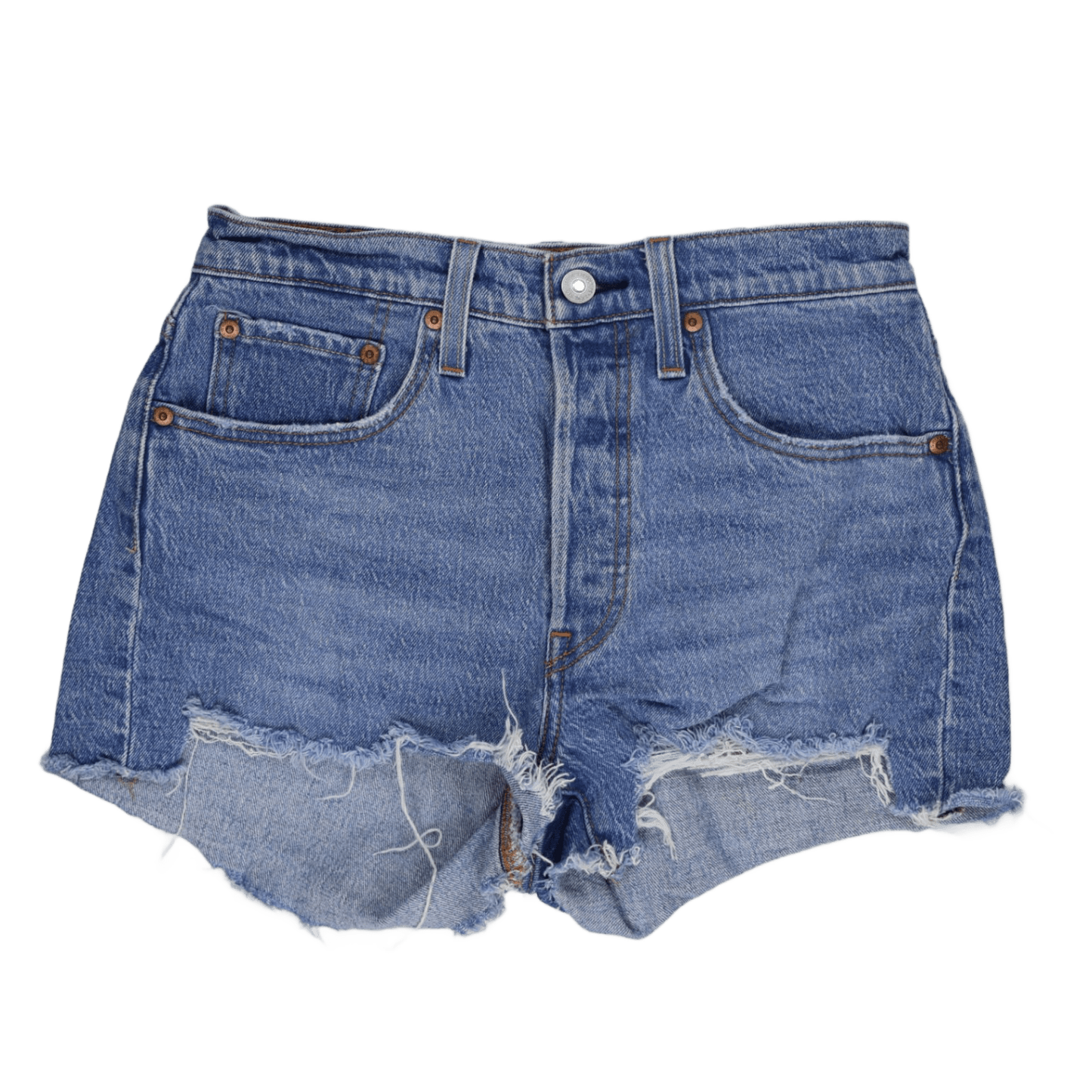 Levi's 501 Vintage High Waisted Distressed Denim Shorts Blue W34 100 Percent Cotton