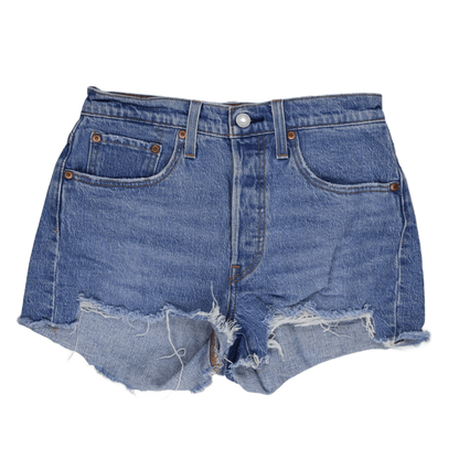 Levi's 501 Vintage High Waisted Distressed Denim Shorts Blue W34 100 Percent Cotton