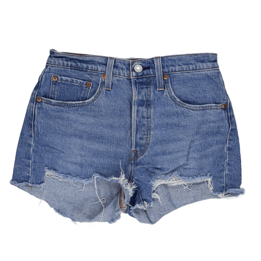 Levi's 501 Vintage High Waisted Distressed Denim Shorts Blue W34 100 Percent Cotton