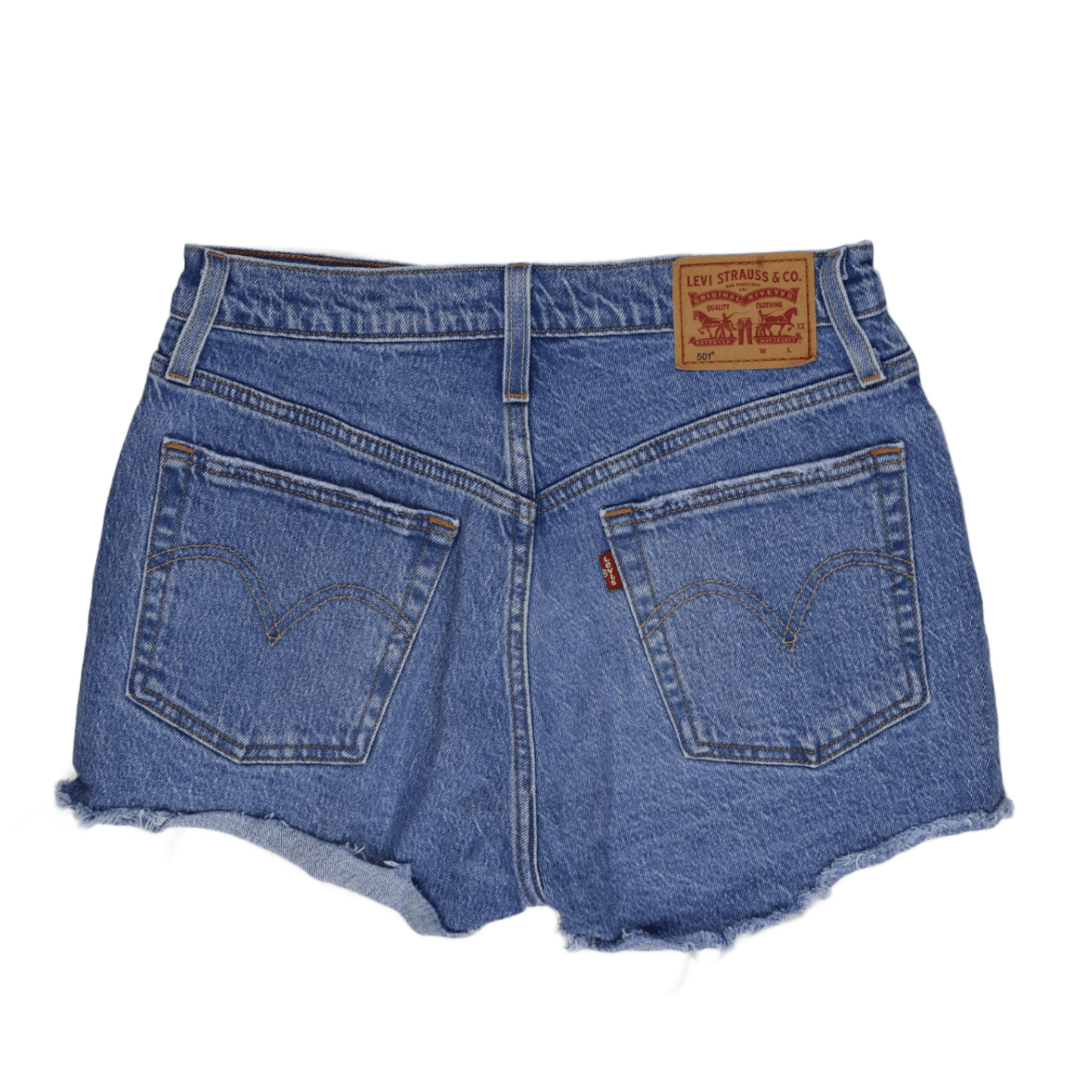 Levi's 501 Vintage High Waisted Distressed Denim Shorts Blue W34 100 Percent Cotton