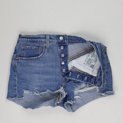 Levi's 501 Vintage High Waisted Distressed Denim Shorts Blue W34 100 Percent Cotton