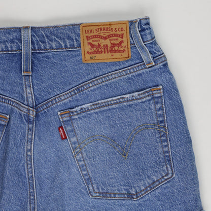 Levi's 501 Vintage High Waisted Distressed Denim Shorts Blue W34 100 Percent Cotton