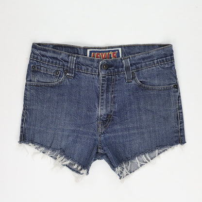 Levi's 510 Super Skinny Frayed Hem Denim Shorts Blue W32 Cotton Vintage