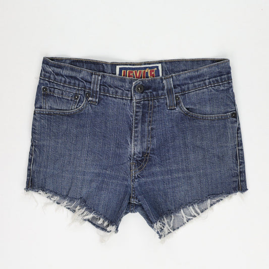 Levi's 510 Super Skinny Frayed Hem Denim Shorts Blue W32 Cotton Vintage