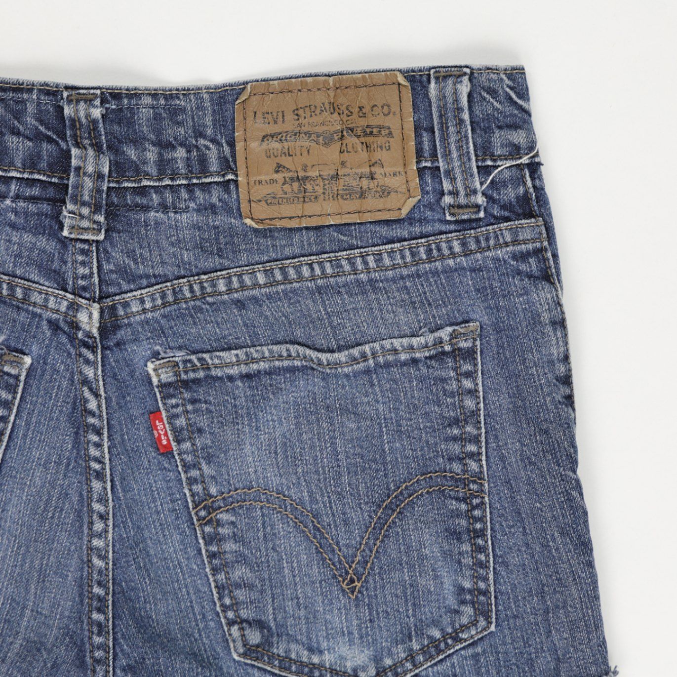 Levi's 510 Super Skinny Frayed Hem Denim Shorts Blue W32 Cotton Vintage