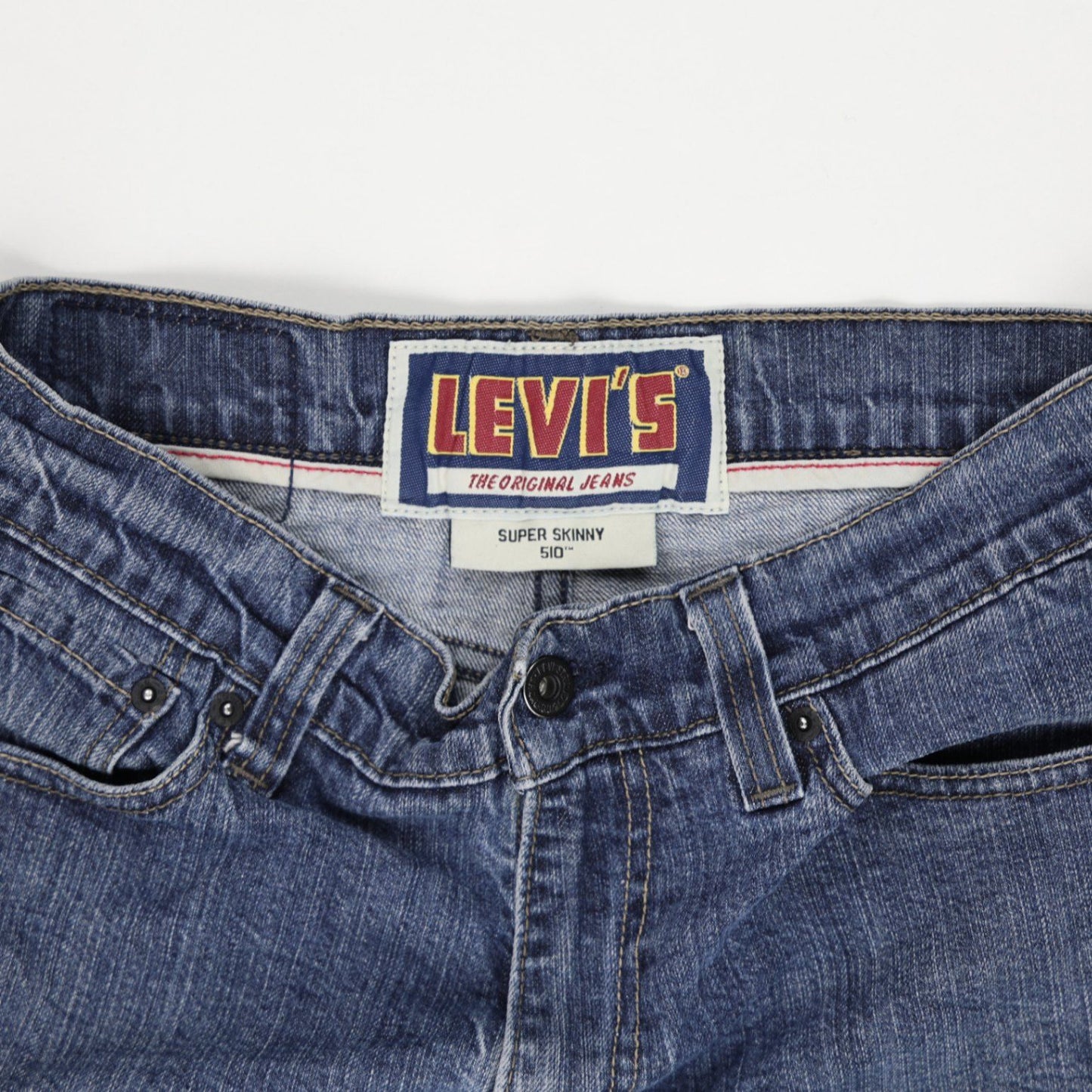 Levi's 510 Super Skinny Frayed Hem Denim Shorts Blue W32 Cotton Vintage