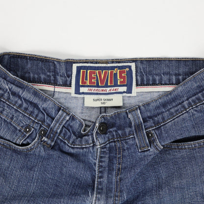 Levi's 510 Super Skinny Frayed Hem Denim Shorts Blue W32 Cotton Vintage