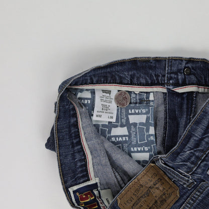 Levi's 510 Super Skinny Frayed Hem Denim Shorts Blue W32 Cotton Vintage