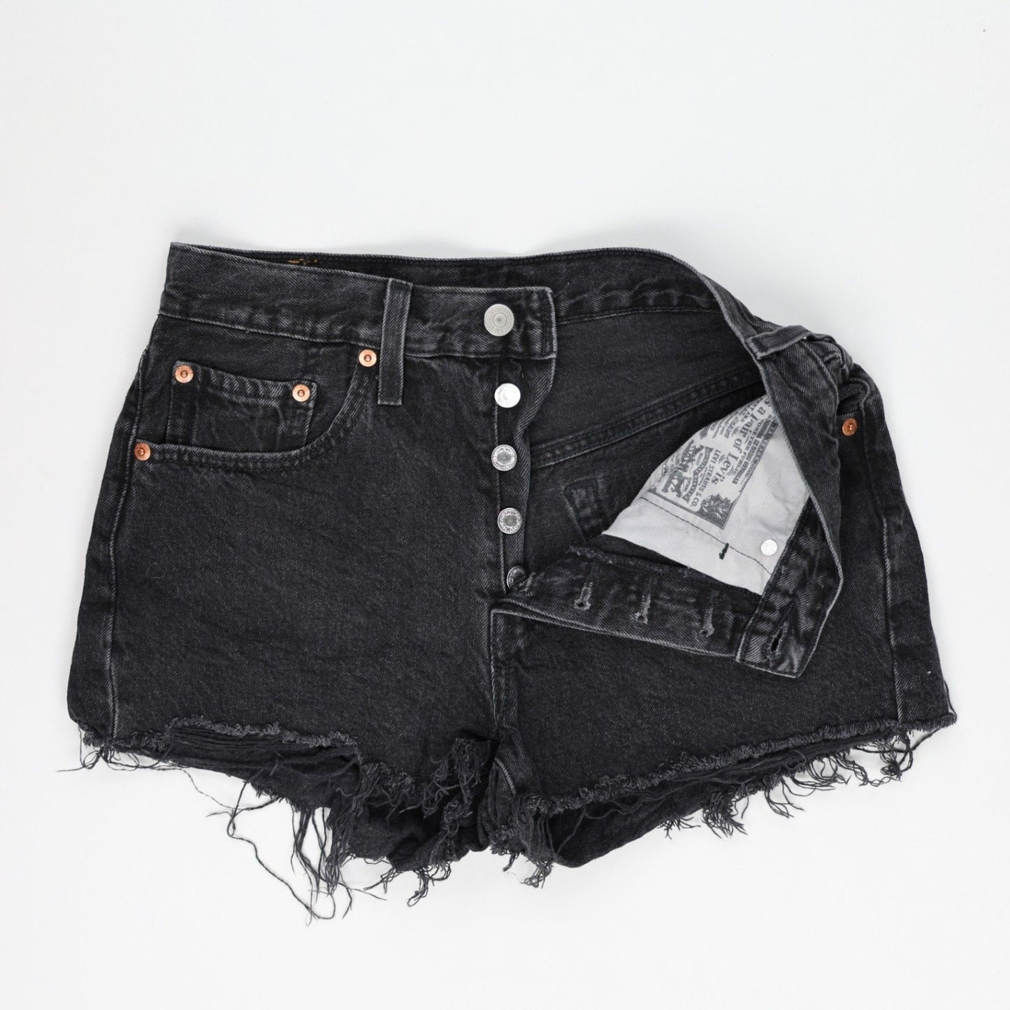 Levi's 501 Original Black High Rise Denim Shorts W32 Vintage 100 Cotton