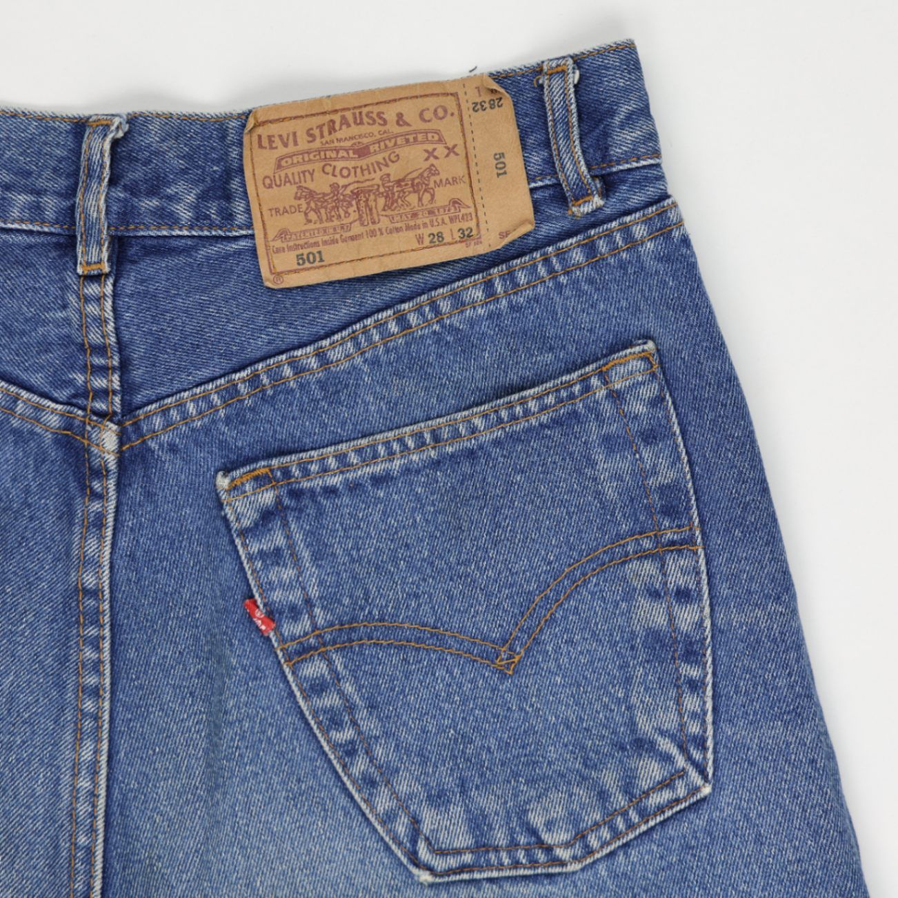 Levi's 501 High Waisted Vintage Denim Shorts Blue W28 L32 100% Cotton