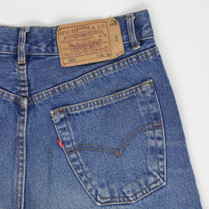 Levi's 501 High Waisted Vintage Denim Shorts Blue W28 L32 100% Cotton