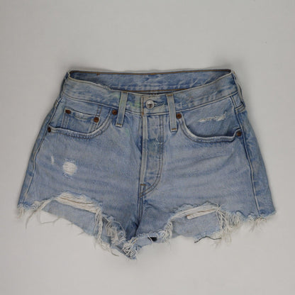 Levi's 501 High Waisted Distressed Denim Shorts Light Blue W31 Cotton Vintage