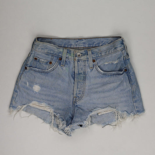 Levi's 501 High Waisted Distressed Denim Shorts Light Blue W31 Cotton Vintage