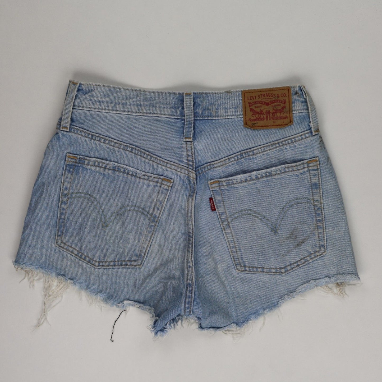 Levi's 501 High Waisted Distressed Denim Shorts Light Blue W31 Cotton Vintage