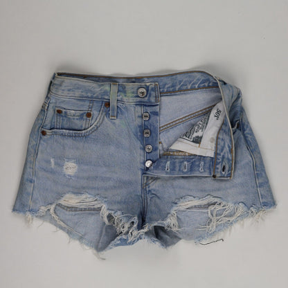 Levi's 501 High Waisted Distressed Denim Shorts Light Blue W31 Cotton Vintage