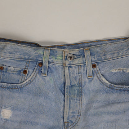 Levi's 501 High Waisted Distressed Denim Shorts Light Blue W31 Cotton Vintage