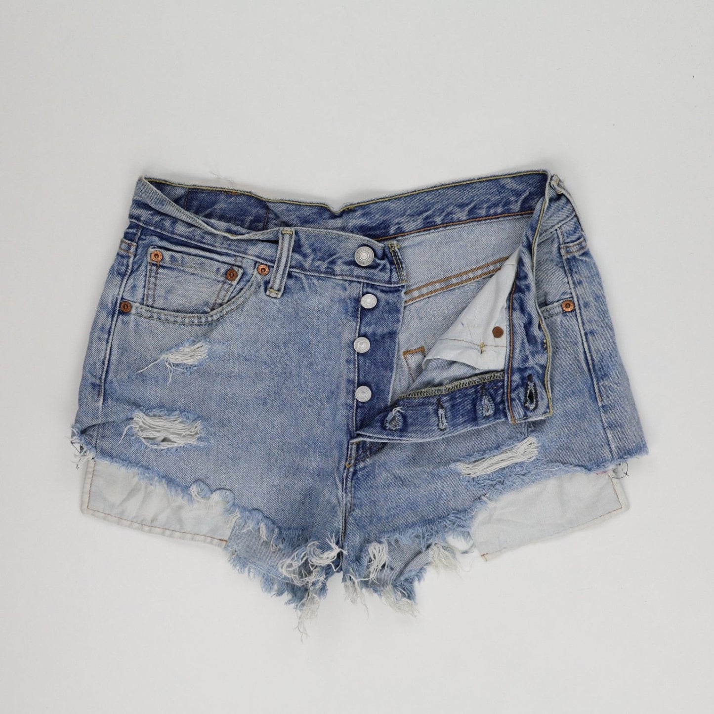 Levi's 501 High Rise Denim Shorts Blue W29 100 Percent Cotton Vintage