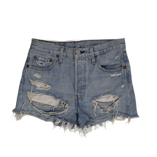 Levi's 501 High-Rise Distressed Denim Shorts Light Blue W30 Cotton