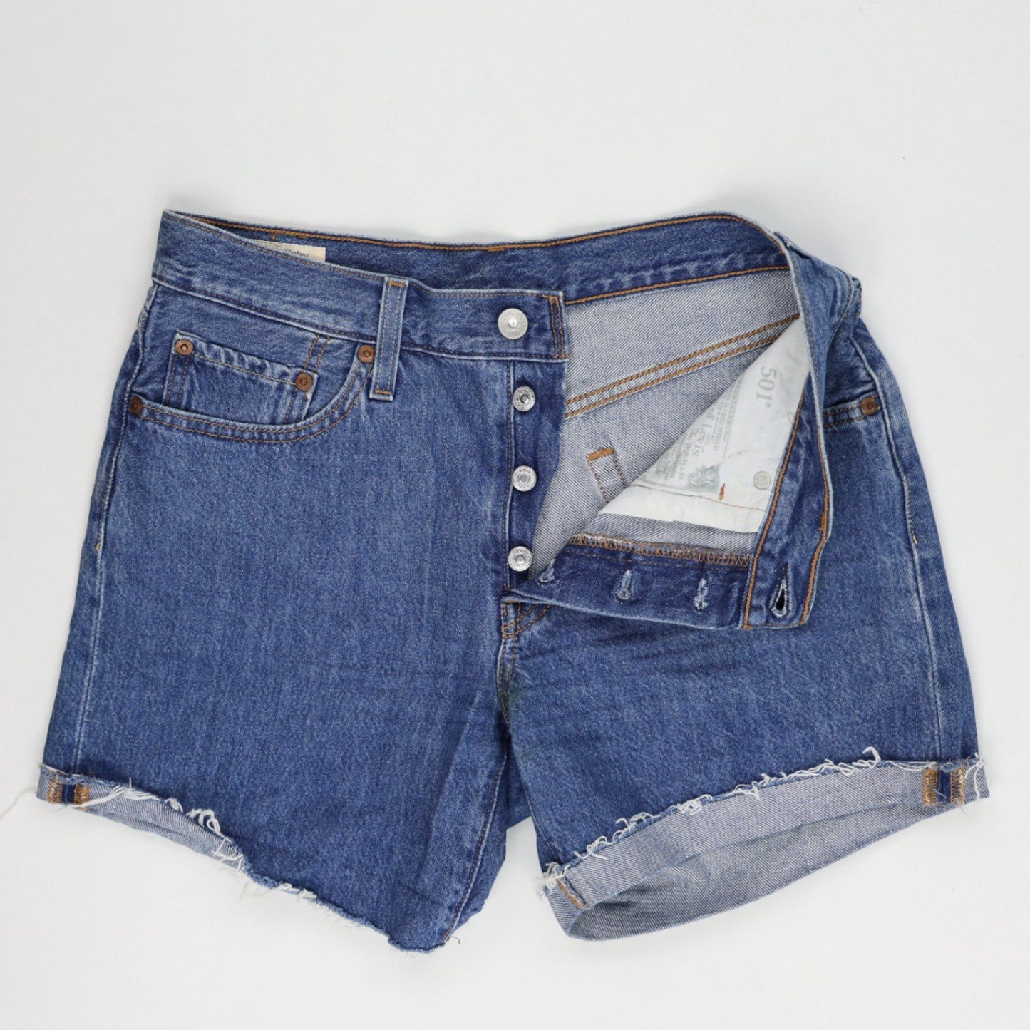 Levi's 501 Vintage High-Waisted Denim Shorts Blue W28 Cotton