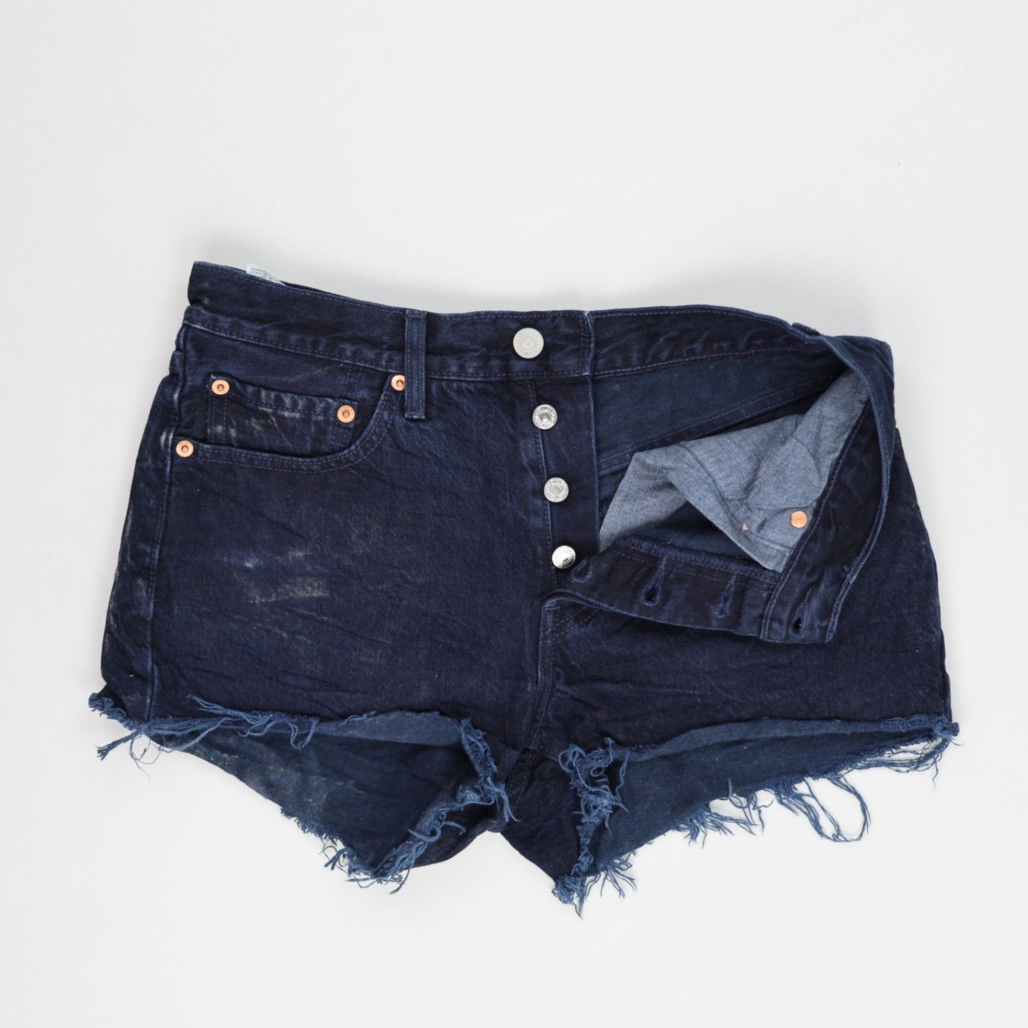 Levi's 501 High-Rise Denim Shorts Indigo Blue Size 28 100% Cotton