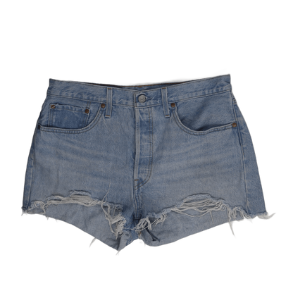 Levi's 501 High-Waisted Distressed Denim Shorts Light Blue W28 100% Cotton Vintage